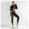 Naadloze dames yoga outfits sportschool sportpakken fitness workout hardloopkleding sportkleding met lange mouwen crop top leggings beha atletic set