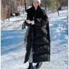 Parkas en duvet pour femmes X long noir blanc coton manteau à capuche longueur cheville allongé surdimensionné manteau ample épaissir veste chaude vêtements de neige 221207