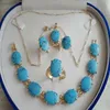 Mode vrouwen turquoise ketting oorring ring armband sieraden sets