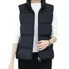 Kvinnors västar Vinterkläder Kvinnor Vest Cotton Padded Stand Collar Slim Sleeveless Jackets för 2022 Plush Foder Waistcoat Streetwear