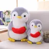 Fam￭lia fofa de pinguim de pinguim que segura comida casal casal pinguins Fuzzy Little Plushie para crian￧as Presente