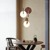 Lampes suspendues Lustre en noyer Moyen-Ancien Designer Café Restaurant Chambre Chevet