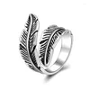 Bröllopsringar Vintage Feather Ring for Women Engagement Women Geometric Ethnic Metal Fashion Party Jewelry