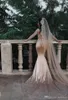 Champagne Designer Mermaid Wedding Dresses Bridal Gown Long Sleeves Sequins Lace Applique Custom Made Sweep Train Vestidos De Novia Plus Size