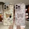 Lusterko do makijażu motyl etui na telefon iPhone 14 13 12 11 Pro Max XS Max XR X 7 8 Plus 13 odporny na wstrząsy zderzak miękki silikonowy pokrowiec