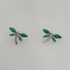 Stud Earrings Sterling Silver 925 Earring With Blue Glass And Rhodium Plating For Woman Dragonfly