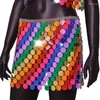 Skirts Festival Fashion Colorful Plastic Sequins Y2k Women Mini Sexy Hollow Out Split See Through Sequin Skirt Nightclub