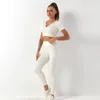 Aktiva uppsättningar Super Bling sömlös yogasats träning Gym Kvinnor Kort ärm Crop Top High midje Leggings Sport Factory Partihandel