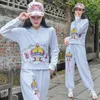 Ethnische Kleidung 2022 Frauen Chinesische National Student Sweatshirt Jogginghose Jogginganzug Vintage Blumenstickerei Traditionelle Koreanisch