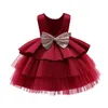 Girl Dresses 24M Baby Red Christmas Girls Dress For Born Autumn Winter Long Sleeve Christening Gown Infant Year Costume