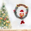 Decorações de Natal Wreath para a porta da frente Winter Wreaths Pingente Merry Sign Sinal de Santa Rena Snowman Doll Holiday Garland S