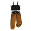 Conjuntos de ropa 1-6Y Moda de verano Niños Niñas 3 piezas Ropa Furry Spaghetti Strap Tank Tops Pantalones largos Riñonera
