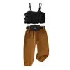 Kledingsets 1-6y Summer Fashion Kids Girls 3pcs Kleding Furry Spaghetti-riem Tanktops Lange broek taille tas