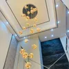 Современная спиральная лестница освещение люстры длинная люстра гостиная вилла кухня чердак стеклянный мяч светодиодные люстры