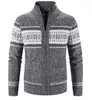 Herenvesten 2022 Volledige en winter mannen Warm retro jas plus maat ritsrust Cardigan kleur matching casual trui stand kraag