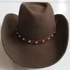 Boinas Lihua marca jogador de lã Hat Hat Cowboy Fashion Wather Proove Equestrian Cap. Ajuste de Black Black Brown, do partido feminino