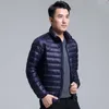 Men's Down Parkas Jacket Youth Standing Collar Outer Zipper Casual Hooded Quilted with High Content White Duck 221208