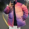 Men's Down Parkas Mens Winter Warm Korean Thicken Casual Coats Gradient Printed Oversized Jacket Outwear 221207