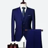 メンズスーツブレザーラグジュアリー3ピースメンズウェディングスーツファッションスリムソリッドカラービジネスオフィスセット大規模男性ブレザーパンツベスト221208