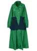 Women's Trench Coats Lautaro Spring Autumn Long Oversized Green Coat for Women with Big Pockets Drawstring Luxury Designer Fashion 221207