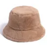 Ampla borda chapéus balde foxmother inverno ao ar livre férias senhora panamá preto sólido engrossado macio quente pesca boné de pele de coelho chapéu para mulheres 221208