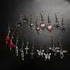 Boucles d'oreilles pendantes gothiques pour boîte de nuit, croix chauve-souris, Rose, papillon, miroir, goutte d'huile, accessoire unisexe