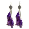 Dange oorbellen Handgemaakte veer lange tassel drop earring etnische boho big statement tribal bruiloft feest sieraden cadeau