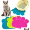 Hondenhuizen Kennels Accessoires Pet Dog Voedingsmat Kennels Pad Paw PAW BED BED DISH PACEINGEN CAT SUCHT MATS VOEDSEL Water Voer Placeme Dhquh