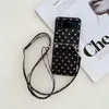 Folding Necklace Plating Star Phone Falls f￶r Samsung Galaxy Z Flip3 Flip4 5G Vogue Justerbar Lanyard Leather Protective Shell Suffs￤ker