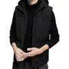 Gilet da uomo Gilet classico in cotone Antivento antifreddo Morbido Gilet da uomo autunno inverno tinta unita con cappuccio ispessito