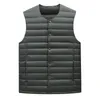 Men's Vests Men 90% Duck Down Vest 2022 Winter Ultralight Collarless Puffer Jacket Ultra Thin Warm Lightweight Waistcoat