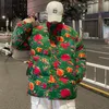 Piumino da uomo Parka Northeast Cappotto imbottito in cotone con stampa a fiori grandi Anno rosso Modello ispessito alla moda 221207