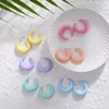 Hoop Earrings AOMU Spring Summer Korea Simple Cute Candy Color Acrylic C-shaped Colourful Curved For Women Jewelry Gift