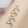 Hoop Earrings Classic CZ Stone Pearl Small Huggies Charming Rose Gold Earring Stud Accessories Trendy Jewelry For Women Gifts