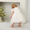 Erste Kommunionkleider europäische Baptistenkleid Mädchen Geburtstag Prinzessin Kurzarm Spitze Satin MQ6150