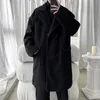 Мужские шерстяные смеси зимнее двойное шерстяное пальто мужчины теплое модное длинное шерстяное пальто Мужские корейские рыхлые негабаристые пальто мужские