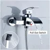 Bathroom Shower Heads Bathroom Shower Heads Black Waterfall Bathtub Faucet Wall Mount Tub Spout Cold Water With Abs Handshower Mixer Dhwga