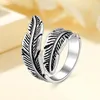 Bröllopsringar Vintage Feather Ring for Women Engagement Women Geometric Ethnic Metal Fashion Party Jewelry