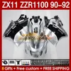 ABS Fairings silvery black Kit For KAWASAKI NINJA ZX 11 R 11R ZZR-1100 ZX11 R ZX-11R 1990 1991 1992 Bodywork 164No.4 ZZR 1100 CC ZX-11 R 90-92 ZZR1100 ZX11R 90 91 92 Fairing