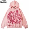 Men's Hoodies Sweatshirts Men Streetwear Pink Sweatshirt Funny Cartoon Graphic Autumn Harajuku Anime Hooded Pullover Hip Hop Hipster 221208