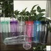 Tumblers Drinkware Skinny Tumbler With Lid St Blank Slim Cup Tall Coffee Mug Plastic Water Bottle 6 Color Tumblers Custom Teacher Gi Dh2M8