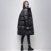 Kvinnor Down Parka Elegant Solid Long Coats Kvinnliga vinter tjocka varma koreanska mode Lady Outerwears Casual Light Midi Coat 221207