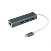 Konsumera Electronics USB-C Ethernet RJ45 LAN Adapter Typec till 3 portar USB 3.0 HUB 10/100/1000 Mbps Gigabit Network för Mac-Book Mobile PC