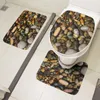 Toiletstoelhoezen Cobblestone Badkamer 3 PCS Set Cover Mat Flanel Non-slip tapijt Hoogwaardige doucheruimte Decoratie Tapijten Tapete