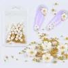 Nail Art Décorations Blanc Rose Fleurs Métal Perle Perle Conception Kawaii 3D Charmes Déco Manucure Ornements Strass Pour Ongles Acrylique