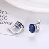 Dingle ljuskrona Kameraon Gemstone Sapphire Clip Earrings Women's Fashion Kpop Silver 925 smycken Blue/White Lab Diamond Wedding ELEGAN EARRINGS 221208