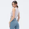 Aktiva skjortor Solid Color Women Sport Tank Crop Top Sides Tejp Tejp Mjuk gym Yoga ￤rml￶s skjorta Fitness Comprehensive Training