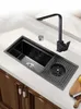 Hidden Black Nano 304 Kitchen Sink Single Single Bowl Bar Small Size Stainless Steel Balcony Dold Bar With Cover