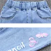 Trousers Young Girl Jeans with Princess Skinny Kids Denim Leggins for Girls Pants 4 14 Years 221207