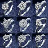 Anello in rame placcato oro bianco 18 carati con zirconi cubici per le donne Anello in pietra di diamante di cristallo austriaco Formato libero Stili misti all'ingrosso